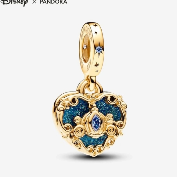 Pandora Disney Cinderella's Carriage Heart Double Dangle Charm